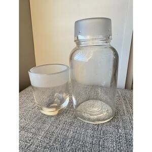 Mid-Century Modern Glass Apothecary Jar with Frosted Insert & Domed Lid